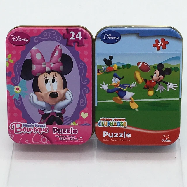 LOT OF 2 MINI Puzzle Tins Disney Minnie Mouse Bowtique Mickey Mouse